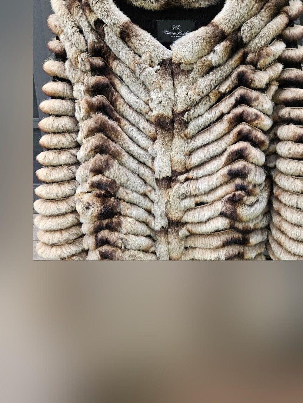 Luxurious Ribbed Natural Fur Jacket - Neutral Tones,  Rabbit